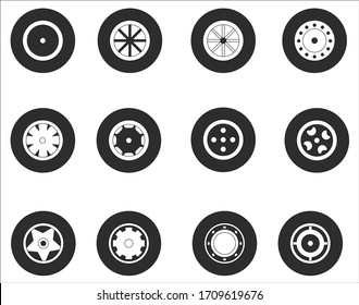 Einfache Autoreifen-Symbol-Set. Autorad