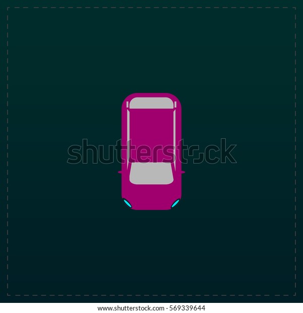 Simple car - top view. Color symbol icon on\
black background. Vector\
illustration