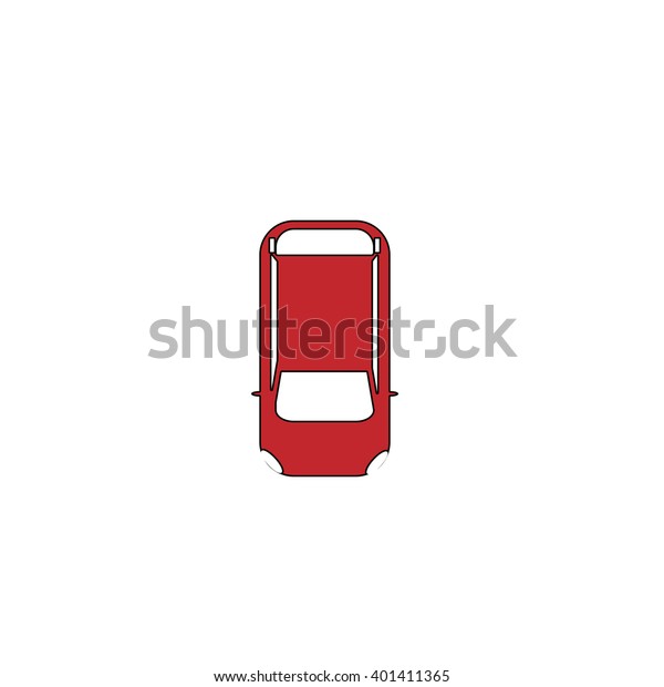Simple car - top view. Red flat simple modern\
illustration icon with stroke. Collection concept vector pictogram\
for infographic project and\
logo