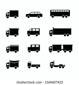 Simple Car Transport Icon Set Stock Vector.