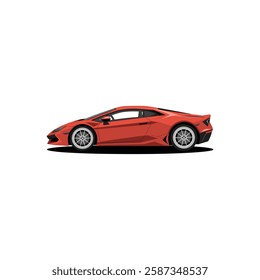 Simple Car Vector Icon Design. Red Colour Car Design. 