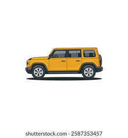 Simple Car Vector Icon Design. Yellow Colour Car Design. 