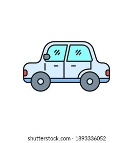 Ilustración simple del vector del coche aislada en fondo blanco. Estilo de color lineal del icono del coche