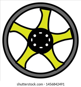 Simple Car Wheel Icon Flat Style
