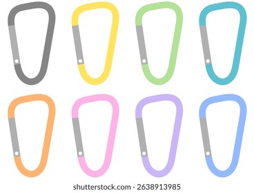 Simple carabiner illustration set with pastel color variations