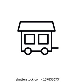 Simple caravan line icon. Stroke pictogram. Vector illustration isolated on a white background. Premium quality symbol. Vector sign for mobile app and web sites.