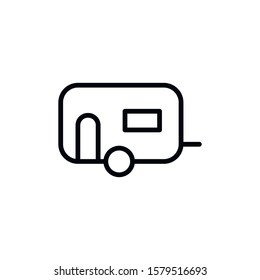 Simple caravan line icon. Stroke pictogram. Vector illustration isolated on a white background. Premium quality symbol. Vector sign for mobile app and web sites.