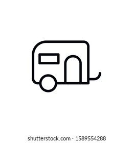 Simple caravan line icon. Stroke pictogram. Vector illustration isolated on a white background. Premium quality symbol. Vector sign for mobile app and web sites.