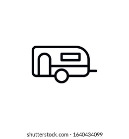 Simple caravan line icon. Stroke pictogram. Vector illustration isolated on a white background. Premium quality symbol. Vector sign for mobile app and web sites.