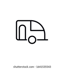 Simple caravan line icon. Stroke pictogram. Vector illustration isolated on a white background. Premium quality symbol. Vector sign for mobile app and web sites.