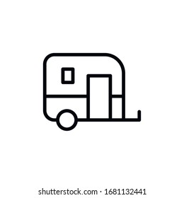 Simple caravan line icon. Stroke pictogram. Vector illustration isolated on a white background. Premium quality symbol. Vector sign for mobile app and web sites.