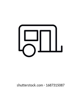 Simple caravan line icon. Stroke pictogram. Vector illustration isolated on a white background. Premium quality symbol. Vector sign for mobile app and web sites.
