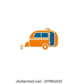 Simple caravan mobile icon logo design vector template