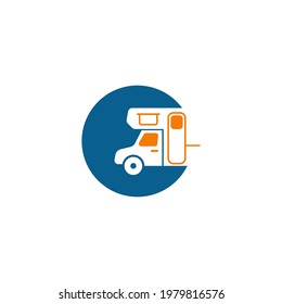 Simple caravan mobile icon logo design vector template