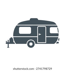 A simple caravan trailer illustration with clean lines and minimal details