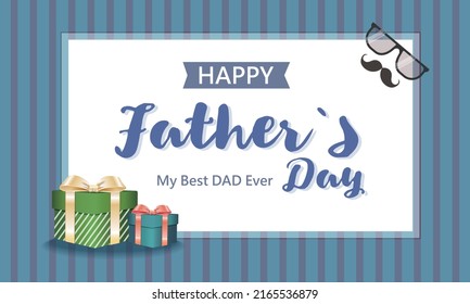 Simple card with blue stripes to congratulate father's day