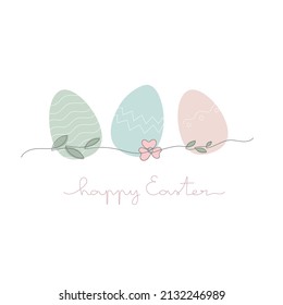 Simple card with colorful eggs lettering Happy Easter