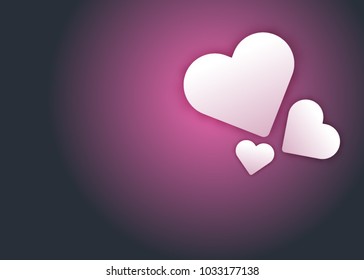 Simple card with hearts. Hearts elements. Valentine's Day romantic background. Design with hearts and with a shadow, Vector love background illustration.
