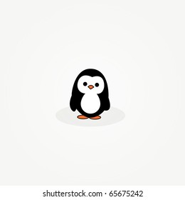 simple card illustration of cartoon penguin