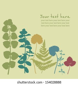 Simple card with silhouettes of plants 