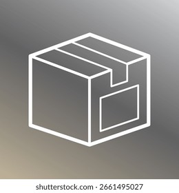 Icono de entrega de caja de cartón simple sobre fondo gris degradado