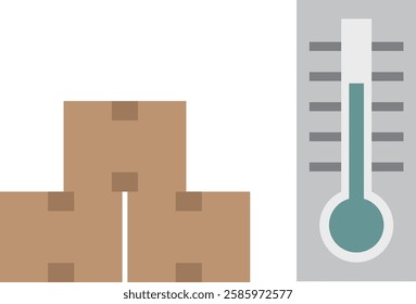 Simple cardboard box and thermometer icon material
