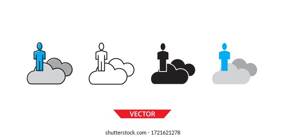 Simple career development icon on white background 4 types such as outline, black, color, outline and color. Vector illustration.