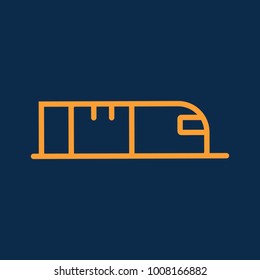 Simple cargo or container fast train logistic transportation line icon
