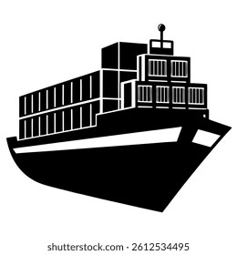 Simple Cargo Ship Silhouette High-Quality Vector for Shipping and Logistics Branding