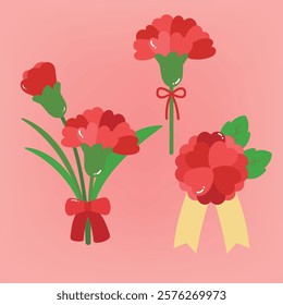 Simple carnation bouquet simple illustration