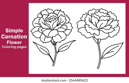 "Simple Carnation Flower Coloring Pages – Beautiful and Relaxing Floral Designs for All Ages"