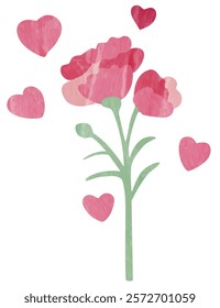 Simple carnation watercolor vector illustration