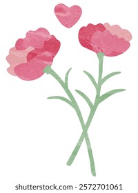 Simple carnation watercolor vector illustration