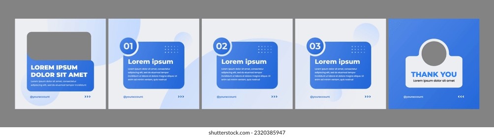 Simple carousel layout template for social media posts. gradient blue theme social media template