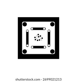 Icono de Vector de cartón simple. Diseño moderno de un tablero de juego cuadrado con Elementos abstractos que representan piezas de juego.