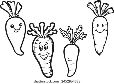 simple carrot cartoon style coloring book