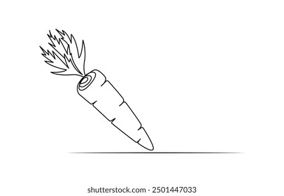 Einfache Karotte in durchgehender einzeiliger Art Zeichnung Design, Wachsende Karotte Pflanze minimalistischen Umriss Vektor, Karotte Gemüse in einem durchgehenden Linie Kunst Zeichnung Stil