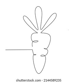 Simple carrot design in continuous line art drawing