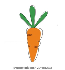 Simple carrot design in continuous line art drawing style. Growing carrot plant. Vector illustration