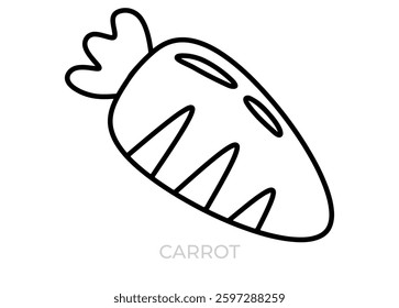 Simple carrot hand drawn icon image. Cute, vector, editable, simple, vegetable icon, coloring page.