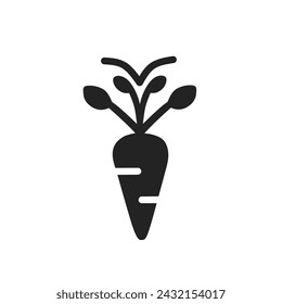 simple carrot icon for health and vegetarian decoration, isolated carrot vector 