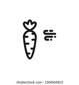 Simple carrot icons with wind and leaf in line style design on white background. Suitable for autumn seasons, vegetable, pattern design and website. Pixel Perfect 48x48. Vector Illustration EPS 10.