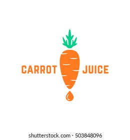 simple carrot juice logo. concept of yummy, vegan label, juice ingredient, agriculture, healthy food, grocery, ecology. flat style trend modern graphic design on white background