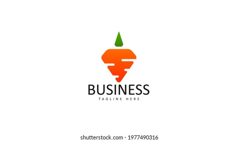 Simple carrot logo concept for business needs. Carrot logo vector.
