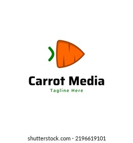 Simple carrot logo design and play button. Illustration of simple carrot icon and play button. Vector format logo design.