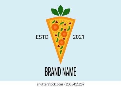Simple carrot pizza logo. suitable for food business or pizza from carrots