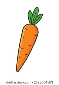 Simples ilustração vetor de cenoura com cores brilhantes, contornos arrojados e elementos de design divertidos.