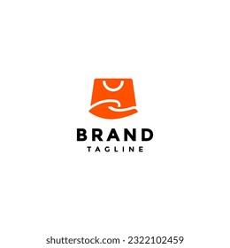 Simple Carrying Shopping Bag Logo. Simple Carrying Shopping Bag With Straps to Shape a Smile Logo Design.