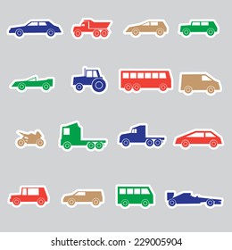 simple cars color stickers collection eps10