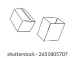 Simple carton box outline in continuous one line minimalist style for isolated illustration